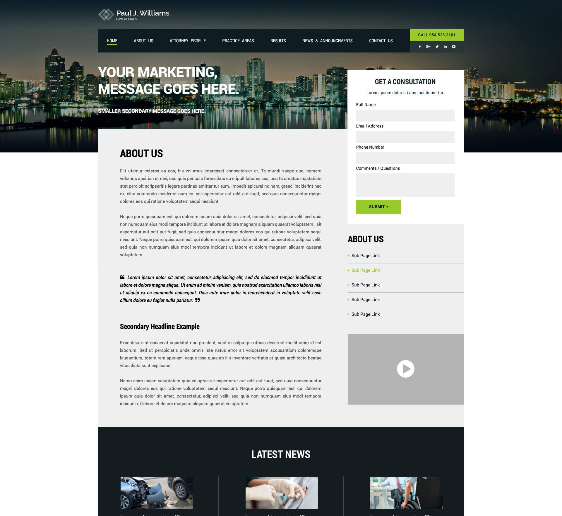 Call to Action Subpage